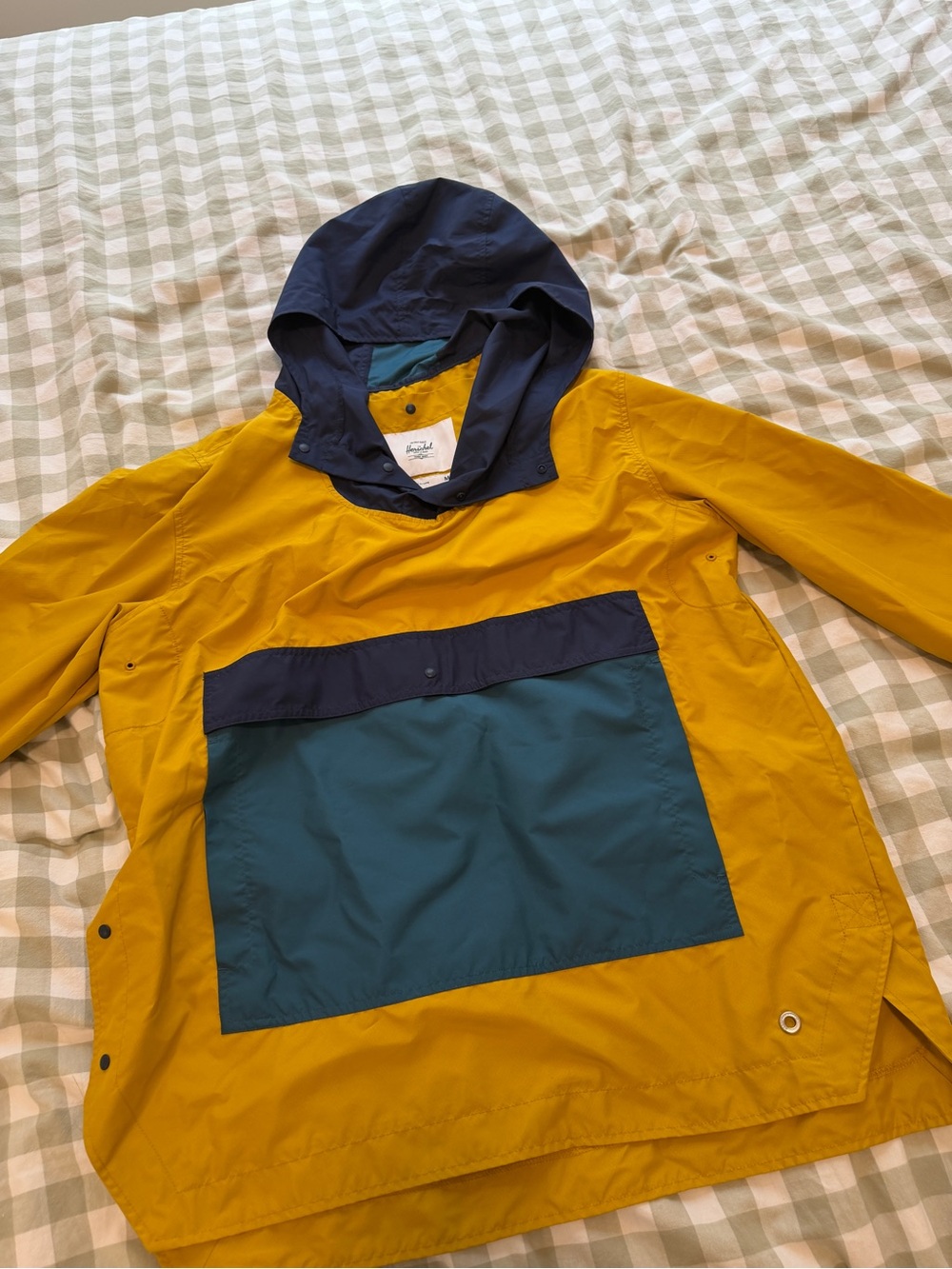 Herschel Supply Company Mustard, Navy & Teal Pullover Windbreaker